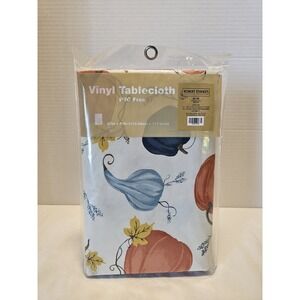 Robert Stanley Vinyl Tablecloth Fall Pumpkin Pattern 52" X 70" NIP